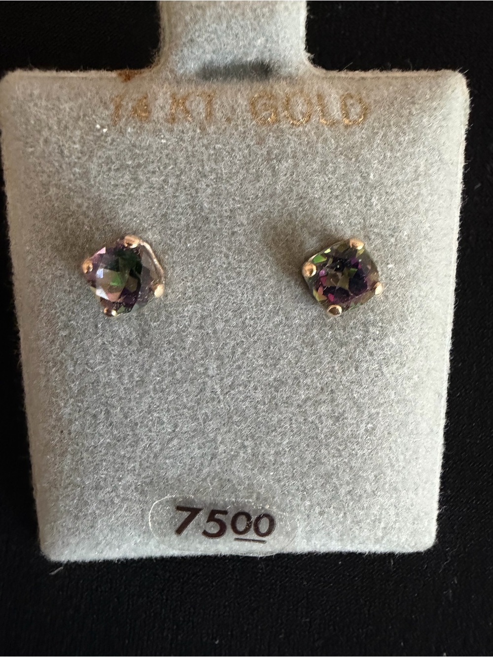 Mystic Topaz .75 CTW stones. 14K Gold Stud Earrings -  Gemstones